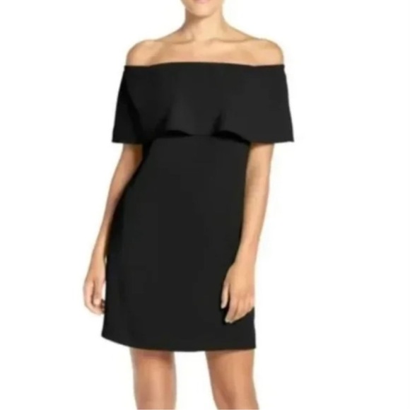 Charles Henry Strapless Dress Size S P Black Mini Above Knee Length Ruffle Top - Picture 1 of 8